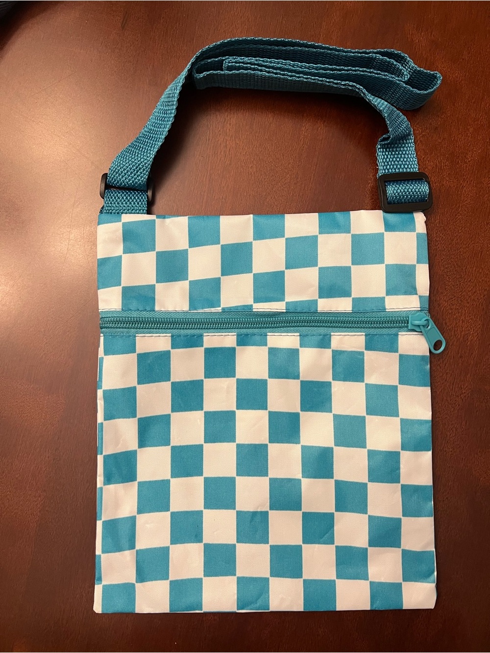 Blue Checkered Crossbody Bag - Unbranded